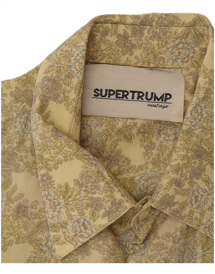 Vintage Herrenhemd groß Khaki geblümt