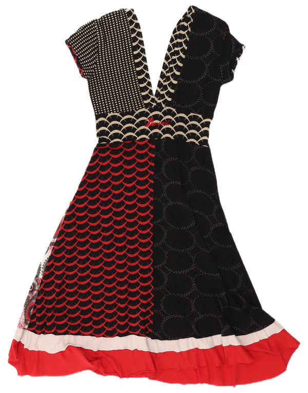 Desigual Womens Graphic A-Line Dress UK 10 Small Mehrfarbig Geometrisch