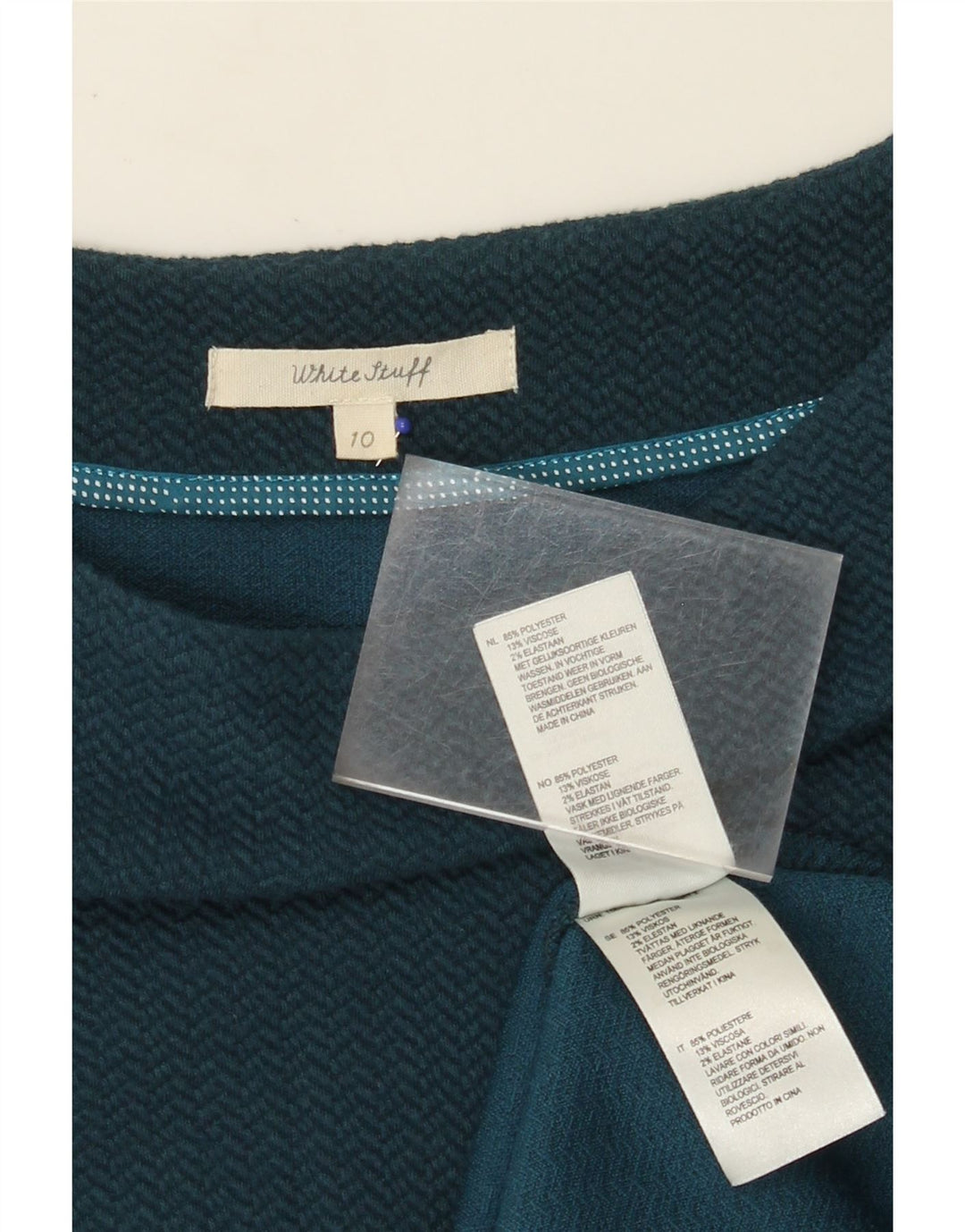 WHITE STUFF Damen-Etuikleid, Größe S, Marineblau, Chevron-Muster, Polyester