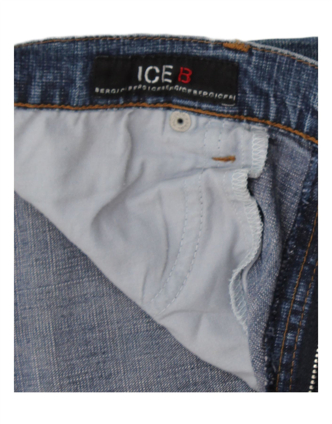 ICEBERG Damen Jeansshorts W30 mittelblaue Baumwolle