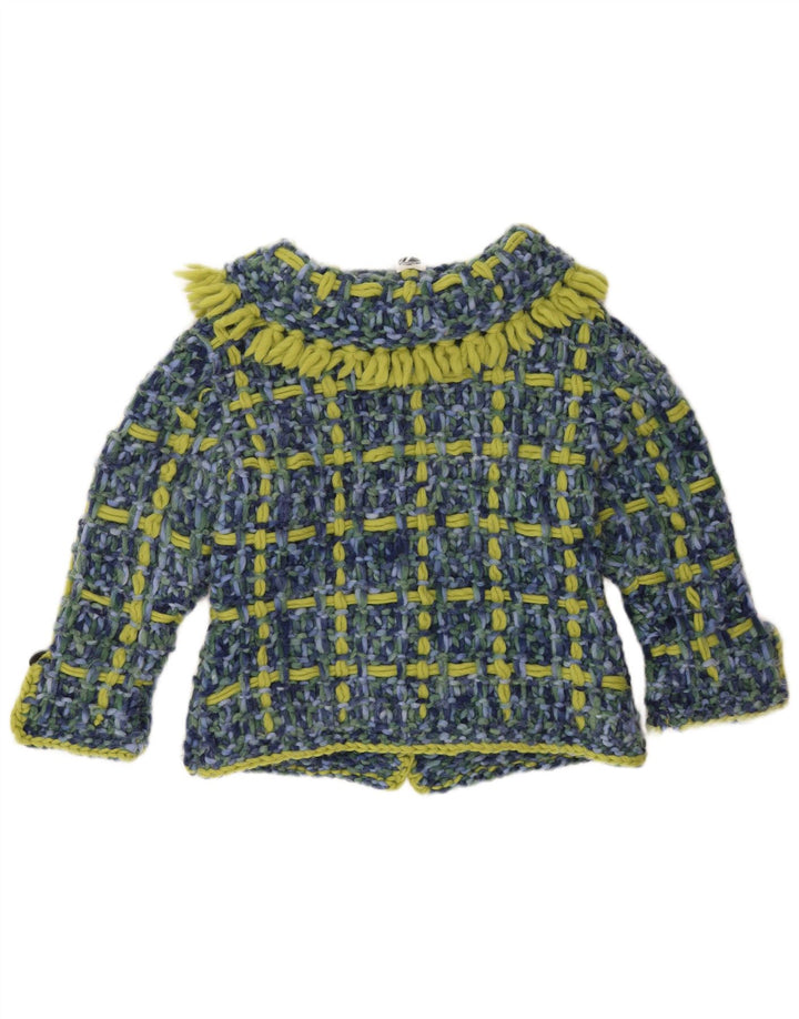 Vintage Damen Cardigan Pullover UK 14 Groß Blau Kariert