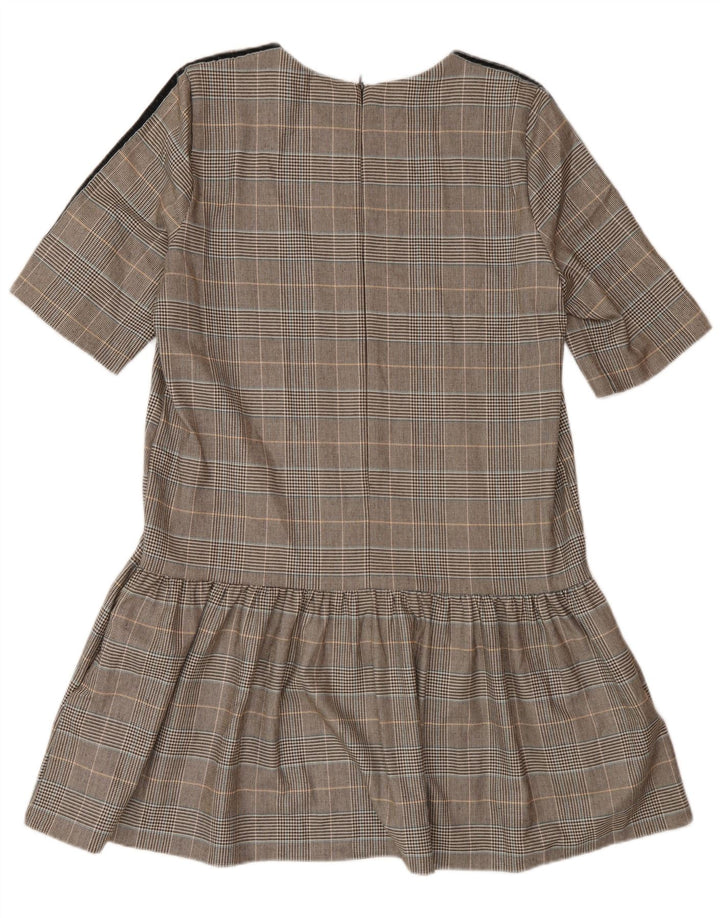 Zara Damen-A-Linien-Kleid, UK 16, groß, braun kariert, Polyester