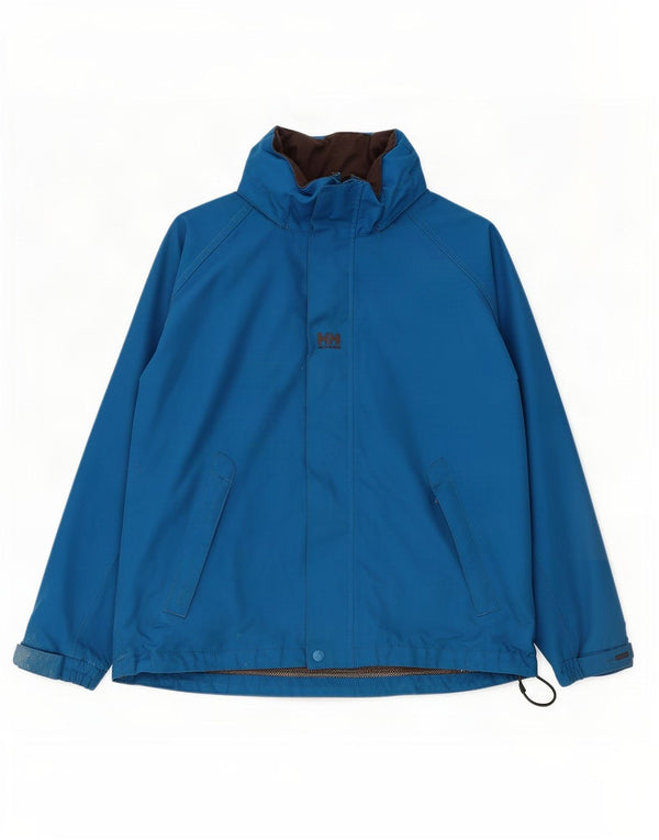 Helly Hansen Jungen-Regenjacke mit grafischer Kapuze, 13–14 Jahre, blaues Polyester