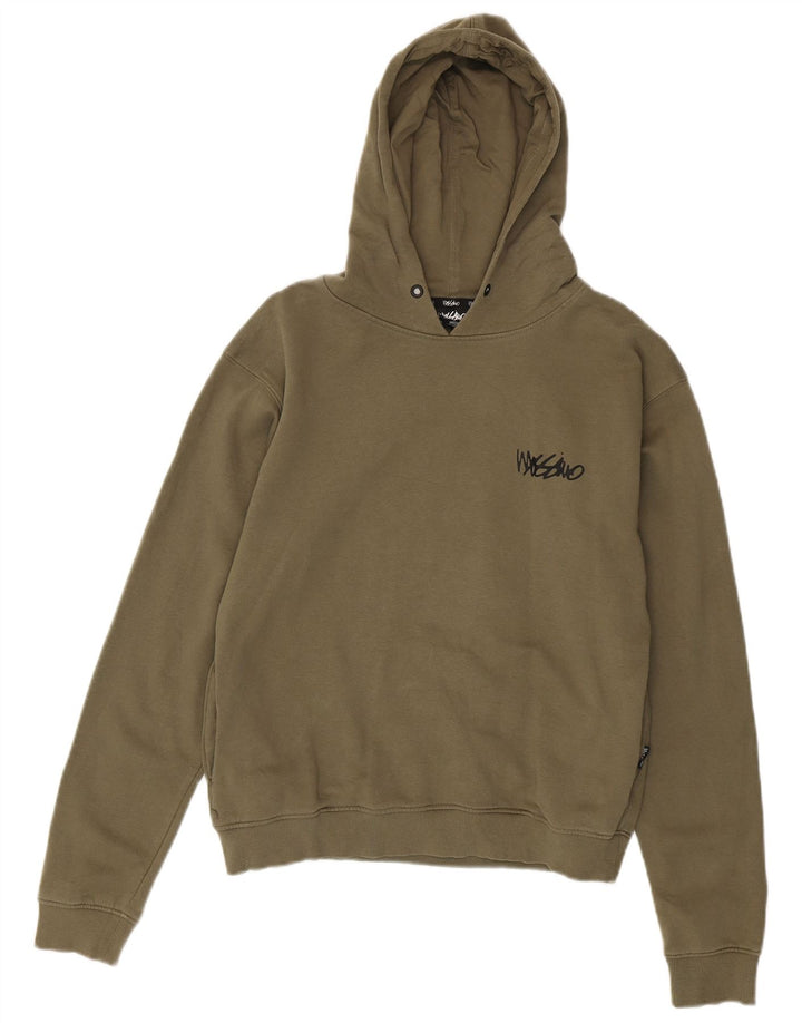 Mossimo Damen-Kapuzenpullover mit Grafik, US 12, Größe L, Khaki, Baumwolle