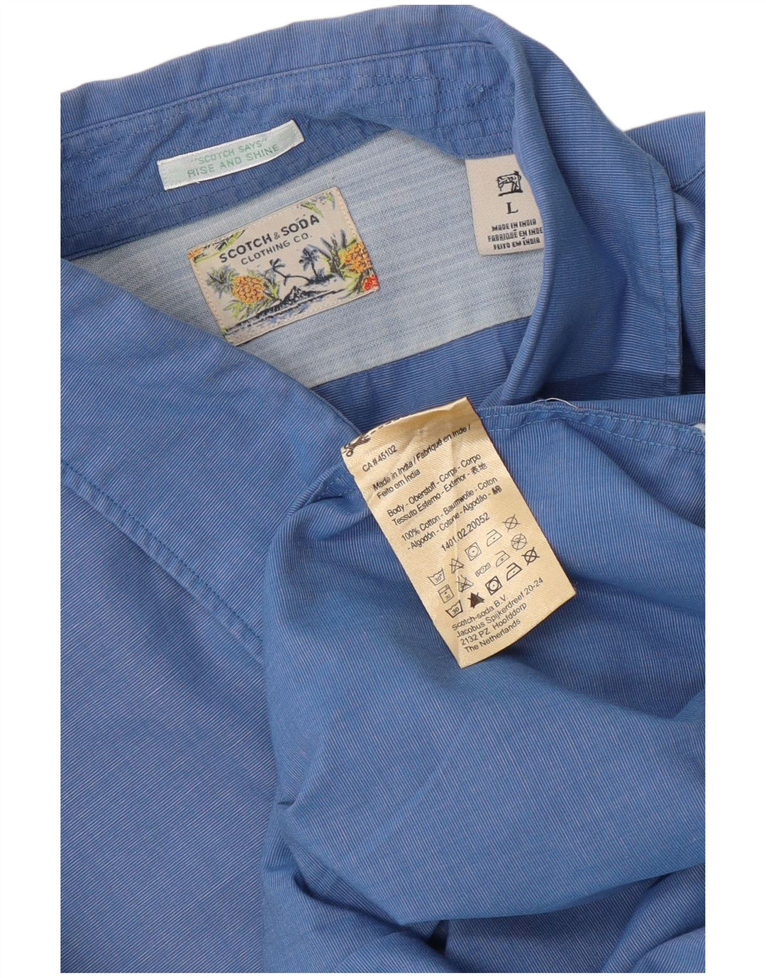 Scotch & Soda Herrenhemd, groß, aus blauer Baumwolle