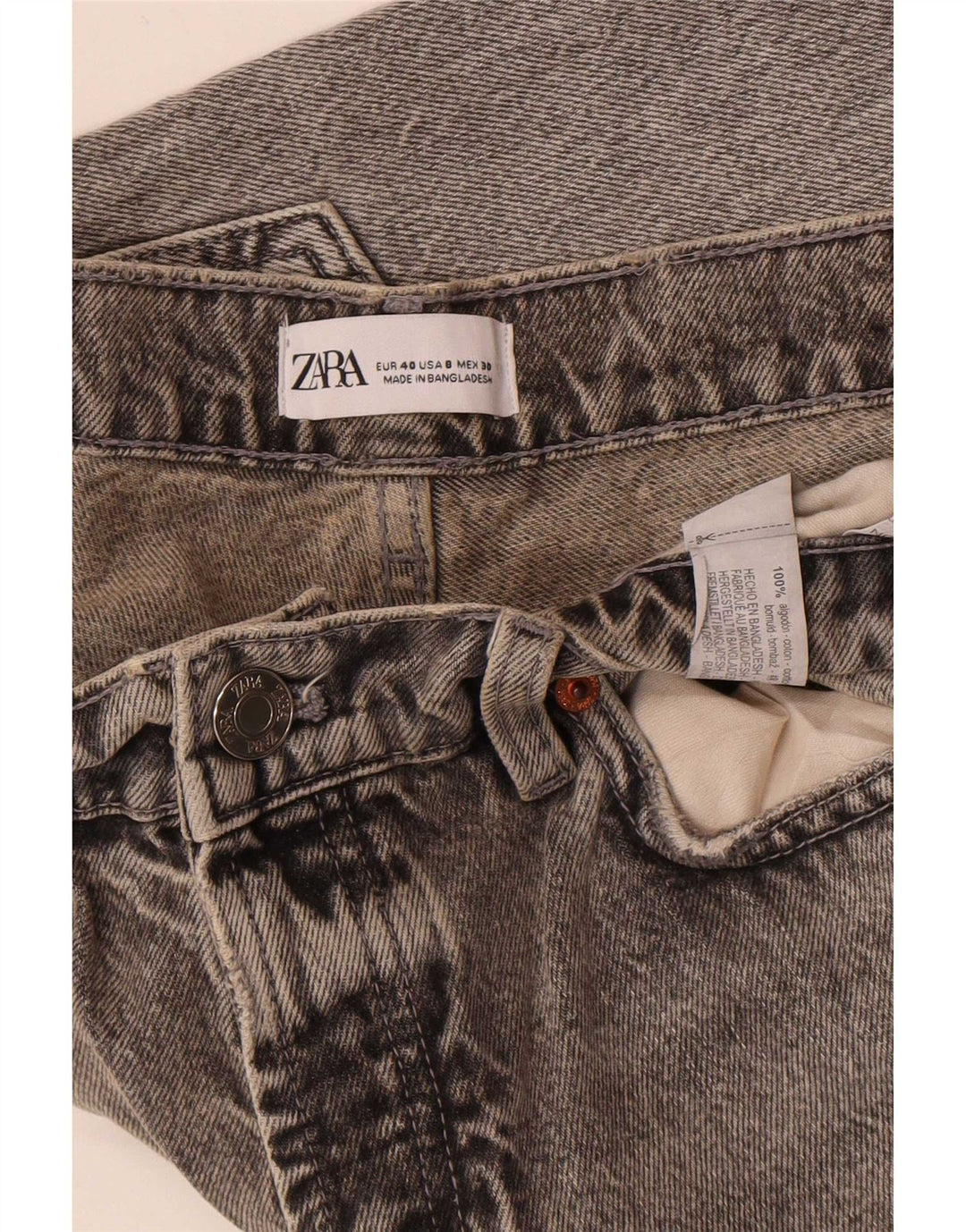 Zara Damen Straight Jeans EU 40 Medium W30 L34 Graue Baumwolle