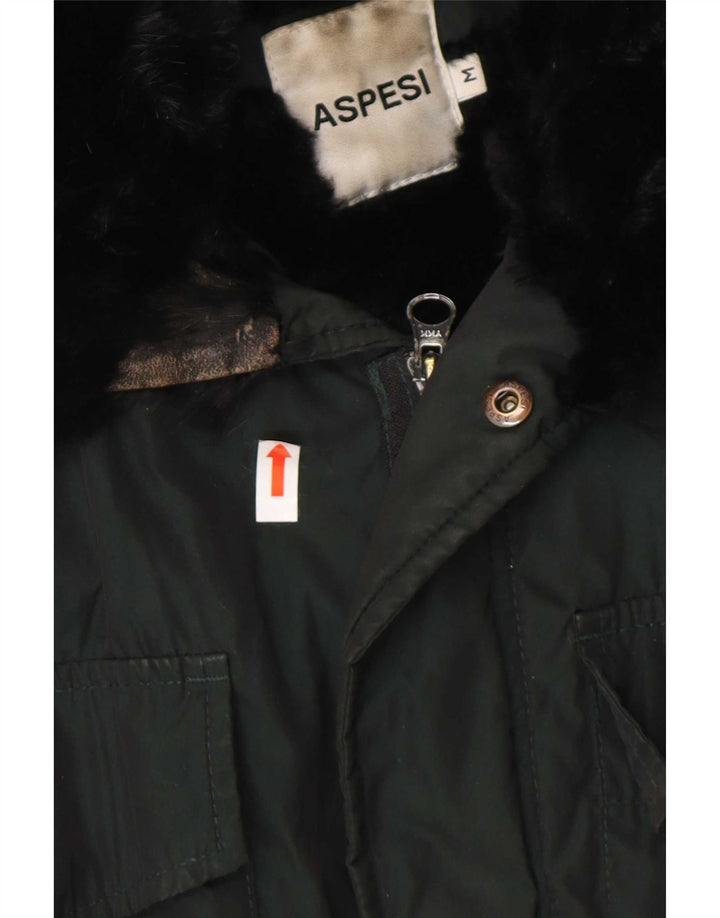 Aspesi Herren-Militärjacke UK 38 Mittelgrünes Colourblock-Polyester