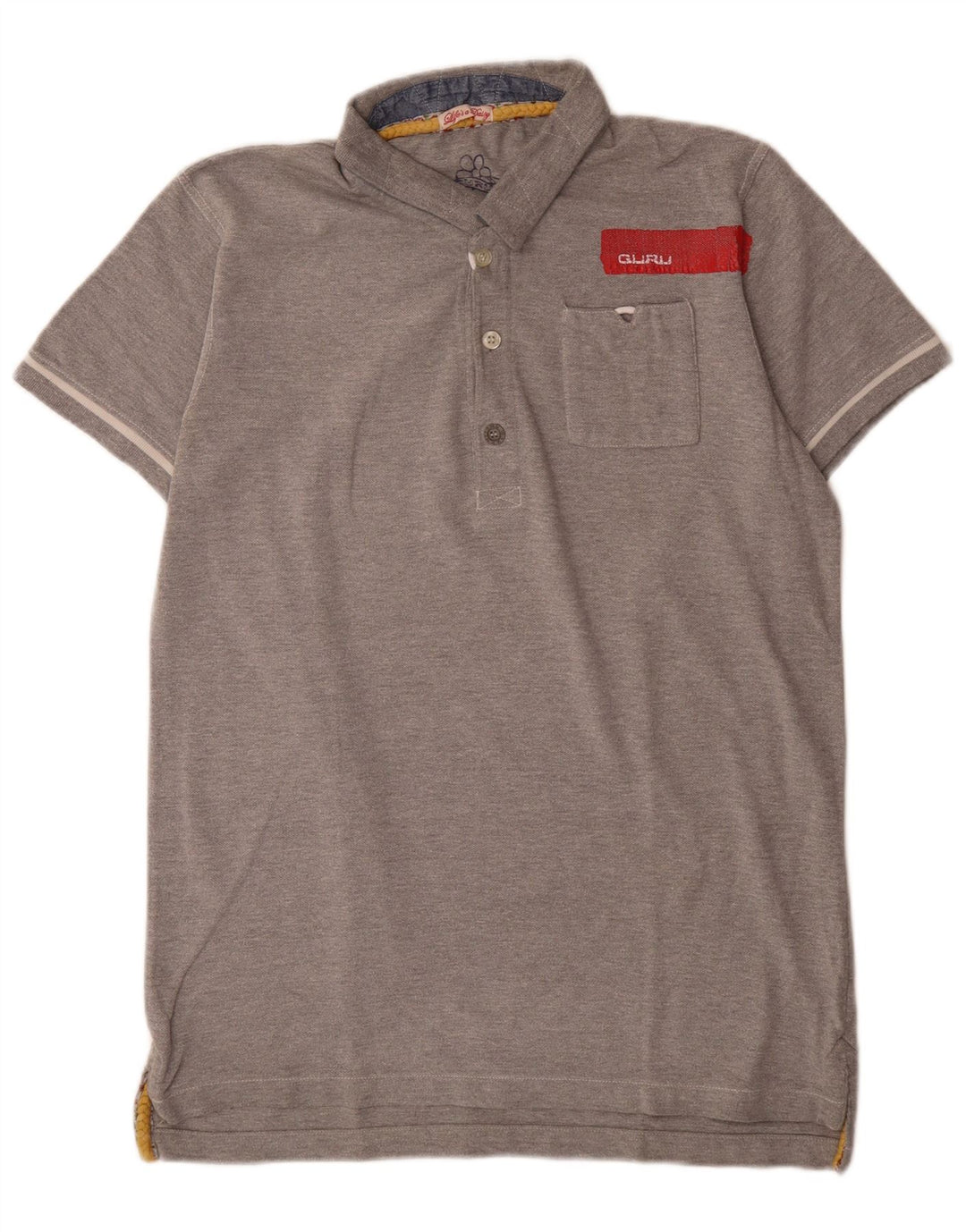 Guru Herren-Poloshirt, groß, graue Baumwolle
