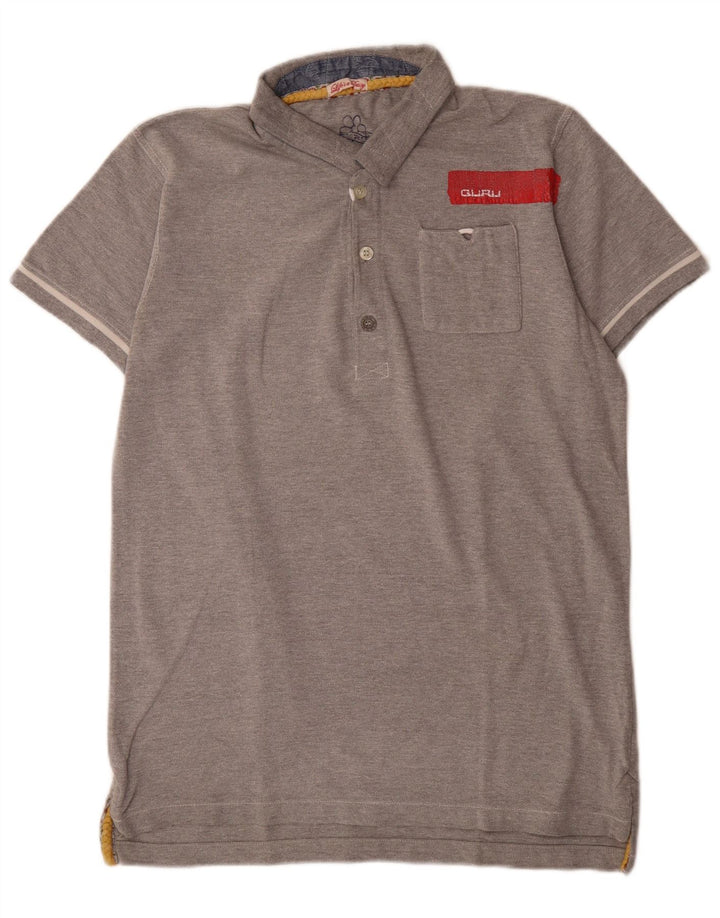 Guru Herren-Poloshirt, groß, graue Baumwolle