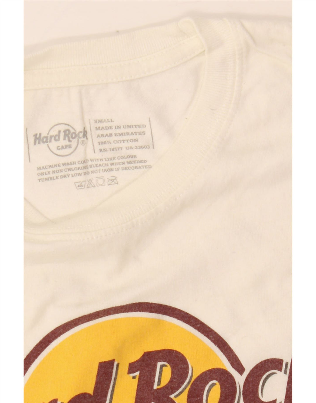 Hard Rock Cafe Herren T-Shirt „Madrid“ mit Grafik, Größe S, weiße Baumwolle