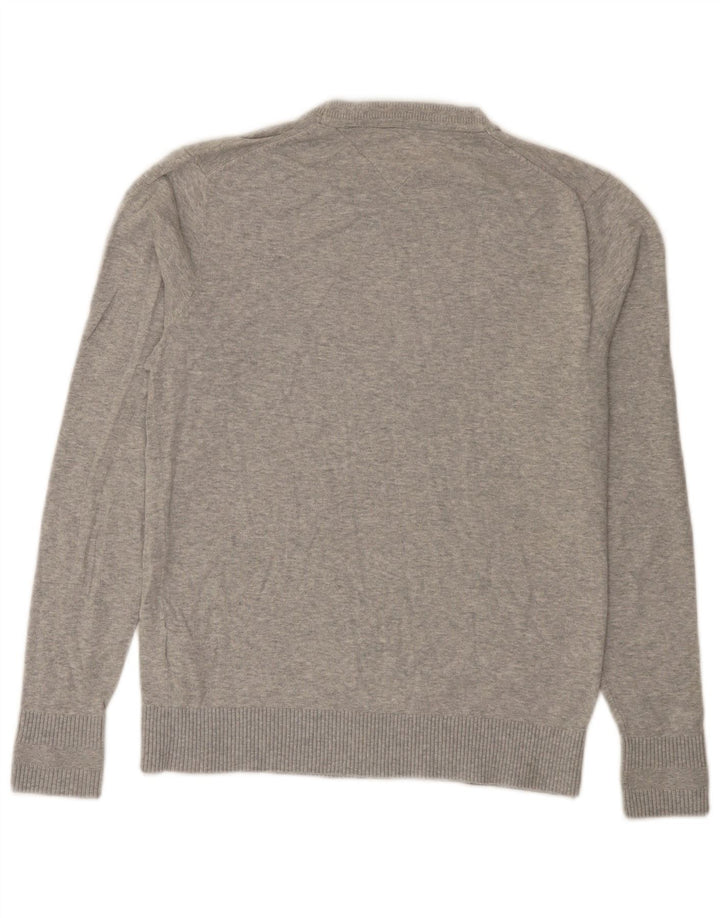 Tommy Hilfiger Herren-Pullover mit normaler Passform, Rundhalsausschnitt, Größe S, graue Baumwolle