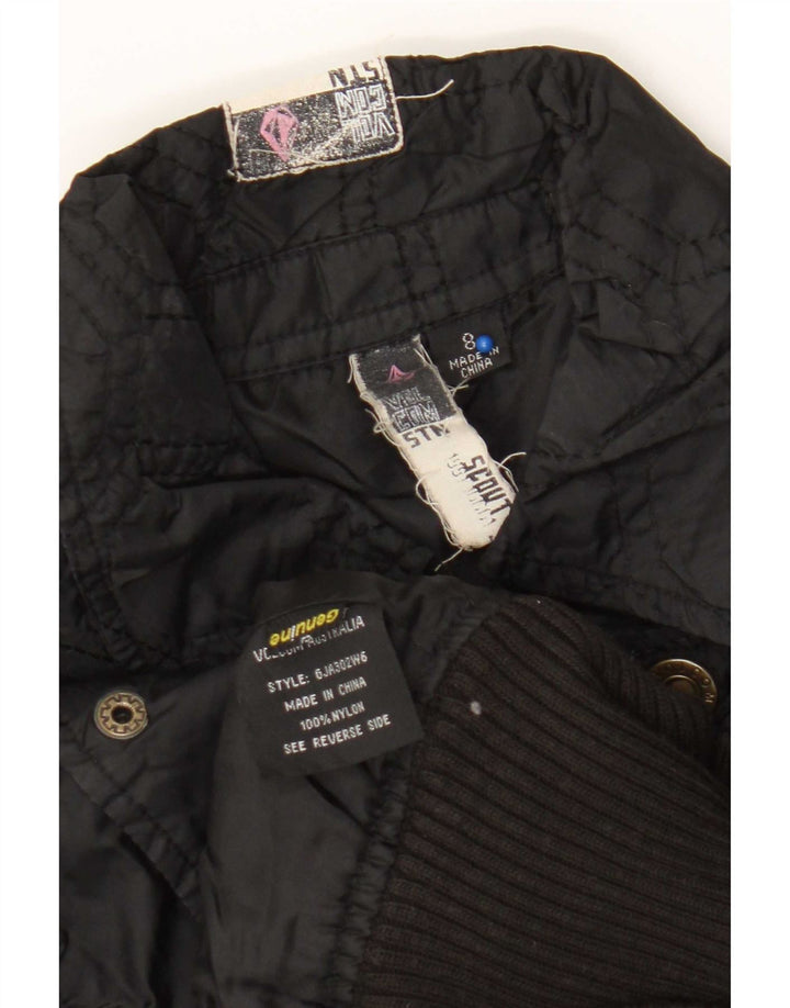 Volcom Damen Bomberjacke UK 8 Small Schwarzes geometrisches Nylon
