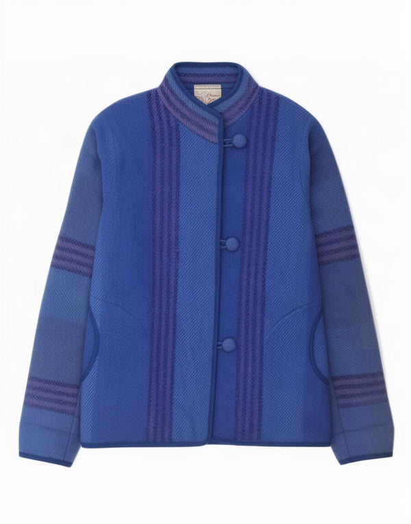 Björke Womens Riss Bomberjacke UK 14 Große blau gestreifte Wolle