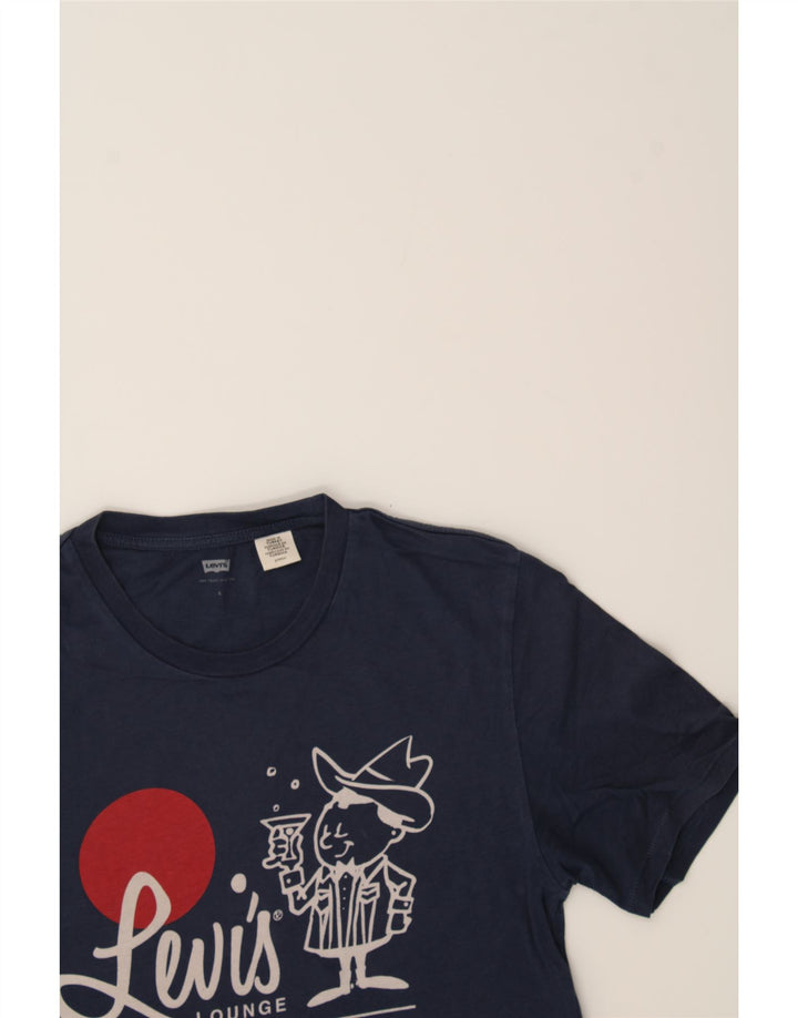 LEVI'S Mens Graphic T-Shirt Top Small Navy Blue Cotton Vintage Levi's and Second-Hand Levi's from Messina Hembry 