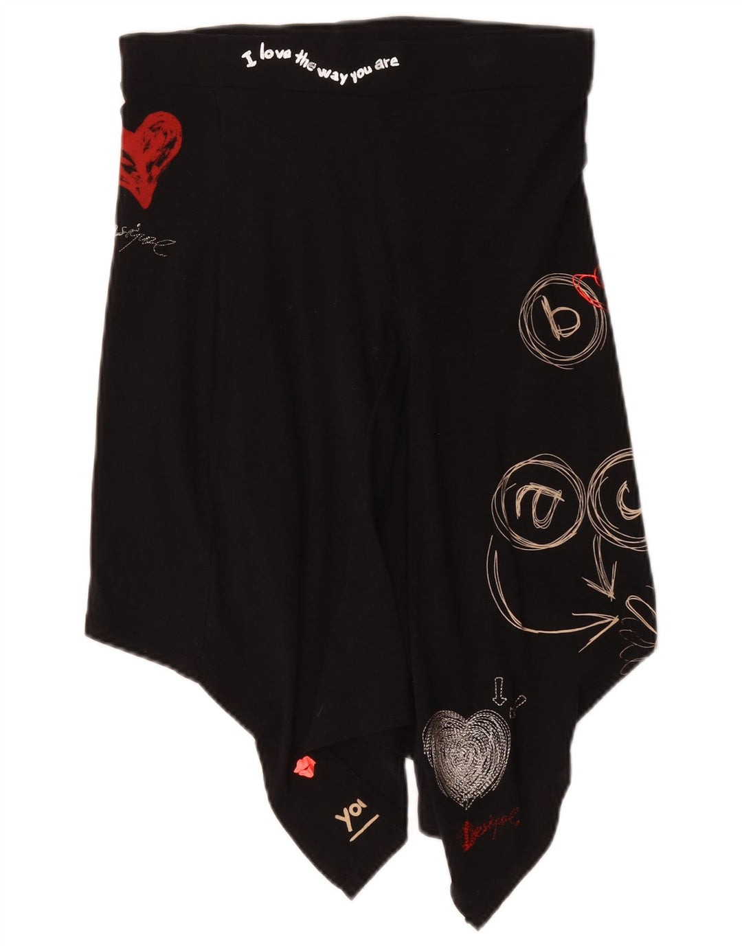 Desigual Womens Graphic Asymmetrical Rock Small W27 Schwarze Baumwolle