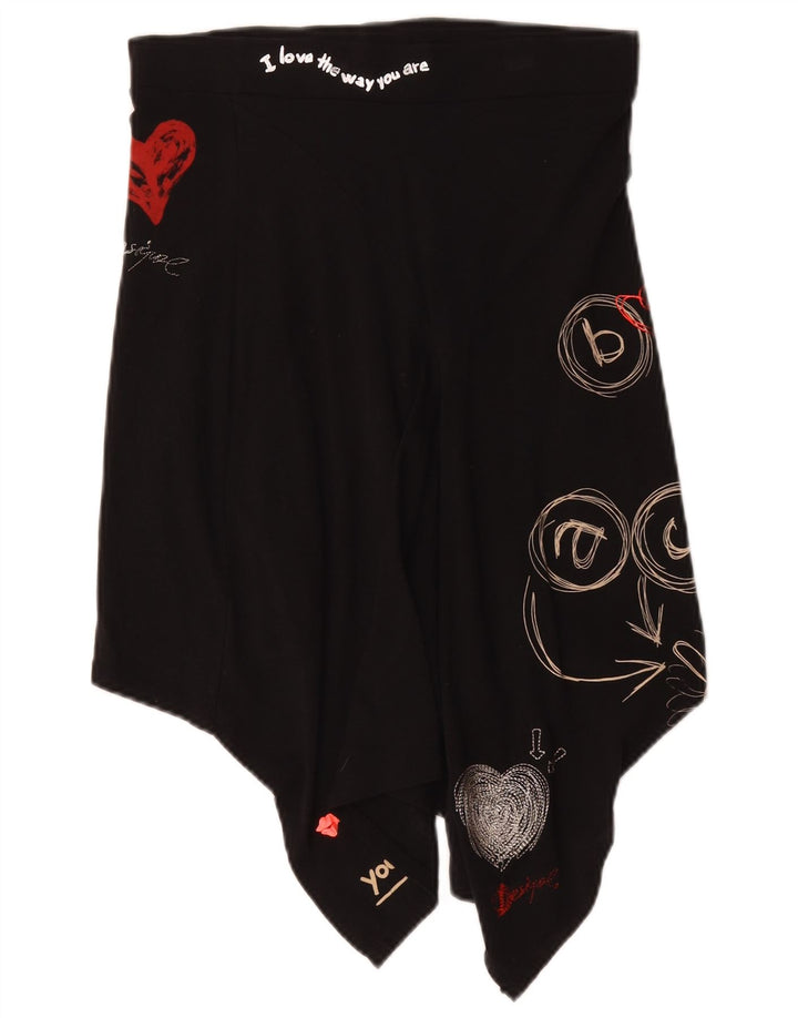 Desigual Womens Graphic Asymmetrical Rock Small W27 Schwarze Baumwolle