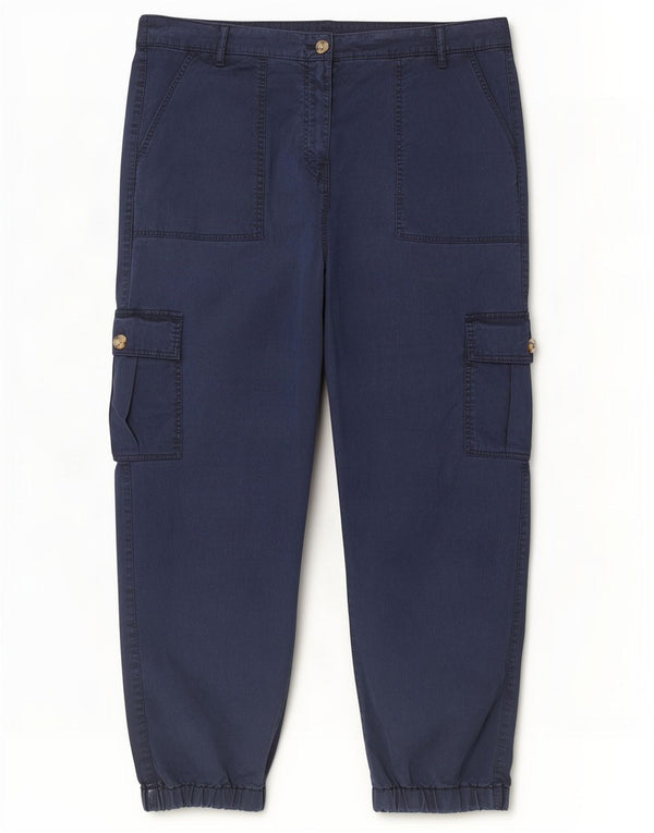 Marks & Spencer Damen-Cargohose mit hoher Taille, UK 16, Größe L W36 L28, Marineblau B