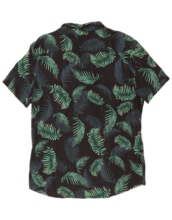 Jack Wills Herren-Hemd, kurzärmelig, Slim-Fit, XL, grün, floral, hawaiianisch