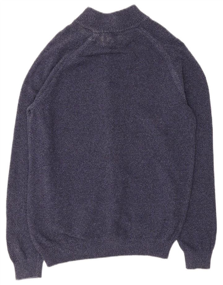 Massimo Dutti Herren-Strickjacke, groß, marineblaue Baumwolle