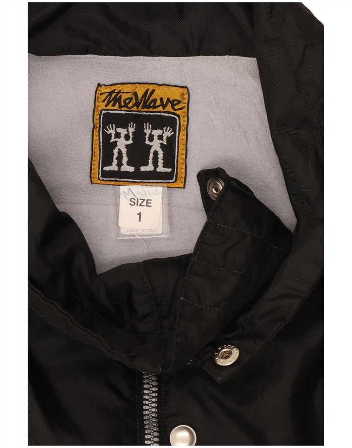 Vintage Herren Grafische Windjacke UK 40 Großes schwarzes Nylon