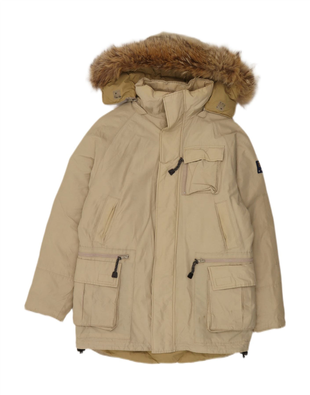 Woolrich Herren-Mantel mit Kapuze, gepolstert, Größe 36, Beige