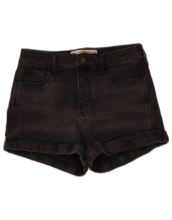 Hollister Damen Girlfriend High Rise Denim Shorts W26 Small Schwarz Baumwolle