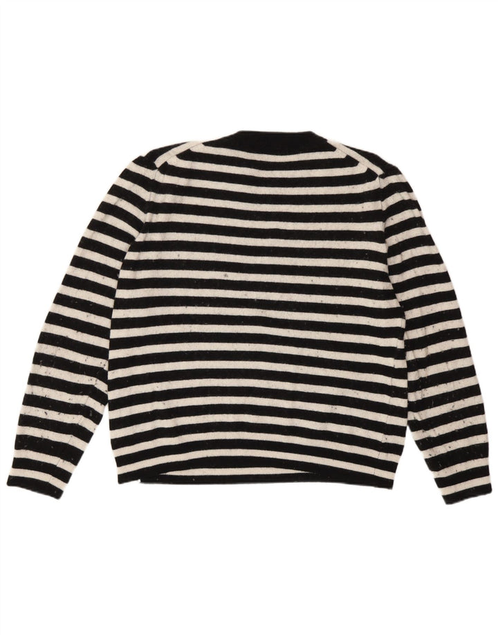 Zara Damen-Pullover mit Rundhalsausschnitt, Gr. 14, Mittelschwarz, gestreift, Polyamid