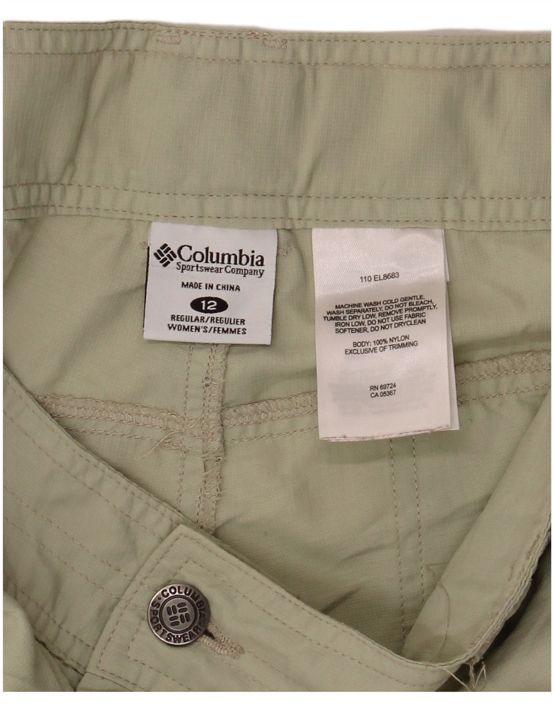 Columbia Damen-Cargohose „Regulär“, US 12, Größe L, W36, L32, Khaki, Nylon