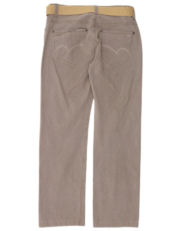 WPM Mens Straight Casual Trousers W34 L29 Grey Pinstripe Cotton