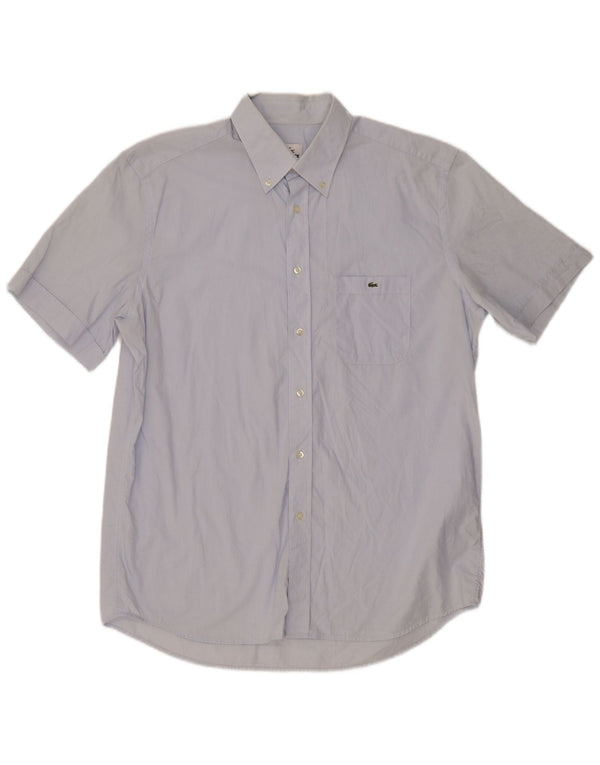 Lacoste Mens Short Sleeve Shirt Size 43 Large Blue Cotton