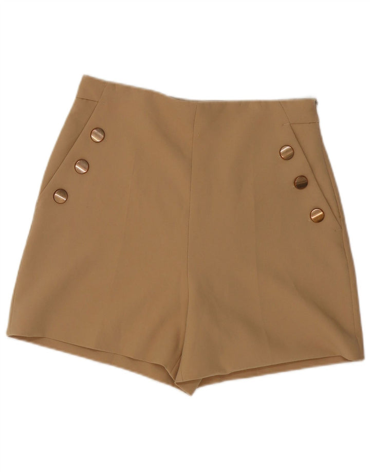 Zara Damen-Shorts mit hoher Taille, mittelgroß, W28, beige, Polyester