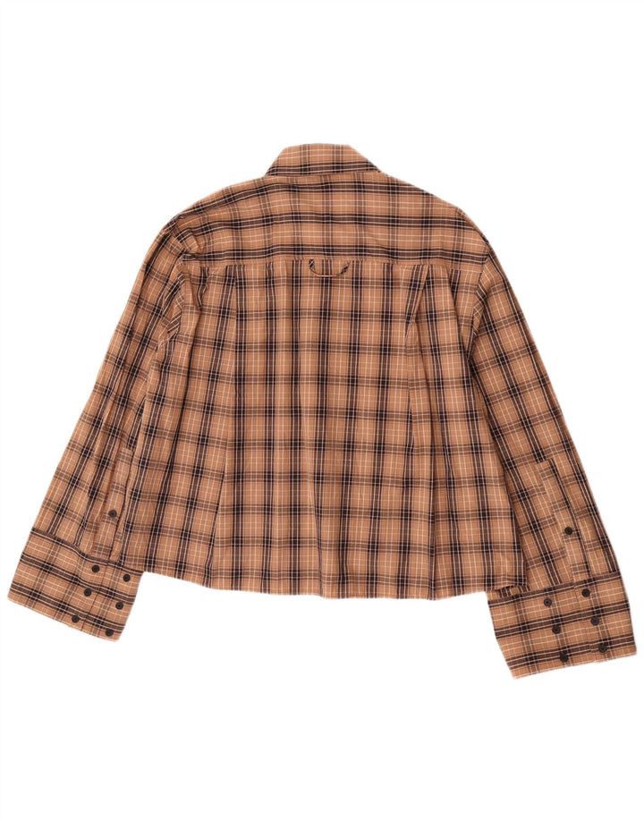 Zara Damen-Oversize-Hemd, UK 10, klein, braun kariert, Baumwolle
