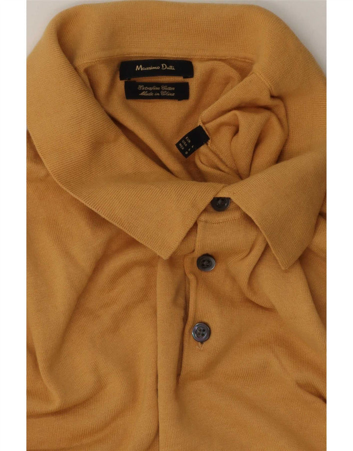Massimo Dutti Herren-Pullover, kurzärmelig, Rollkragenpullover, Größe L, Gelb