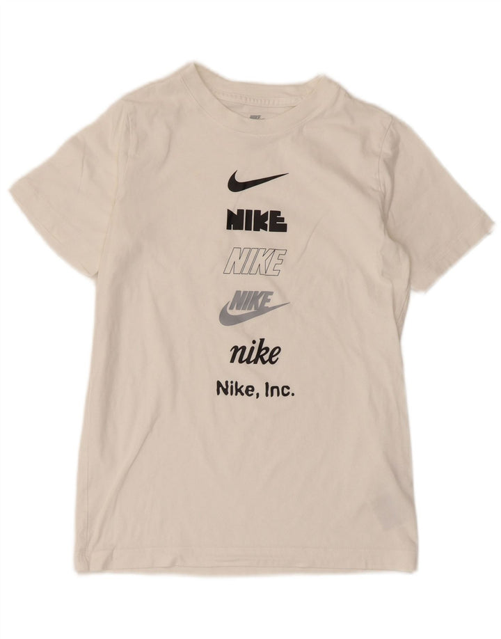 Nike Jungen-T-Shirt mit Grafik, mittelgroß, weiße Baumwolle, 10–11 Jahre