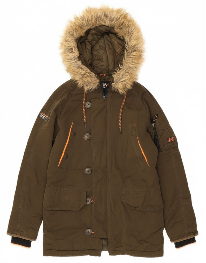 Superdry Damen Übergroße Parkajacke mit Kapuze, UK 6, XS, Khaki, Polyester