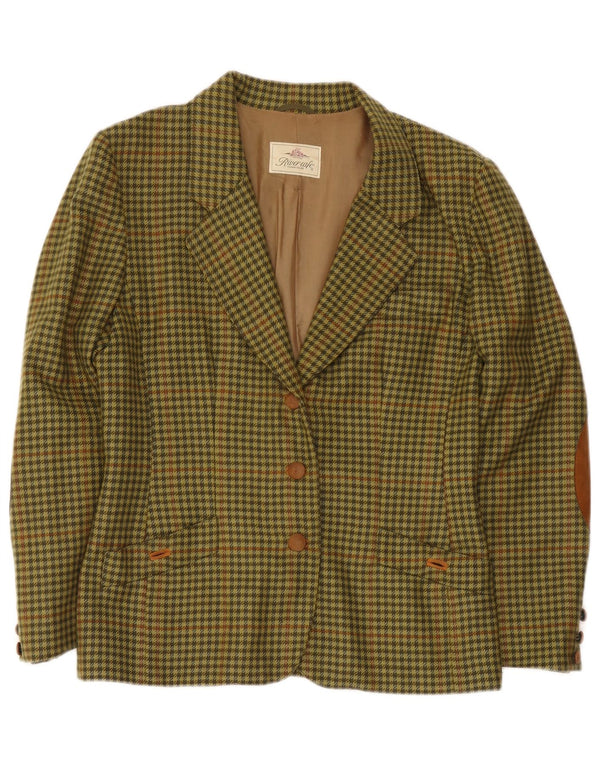 Vintage Herren 3-Knopf-Blazerjacke IT 44 Mittelgrüner Hahnentrittmuster