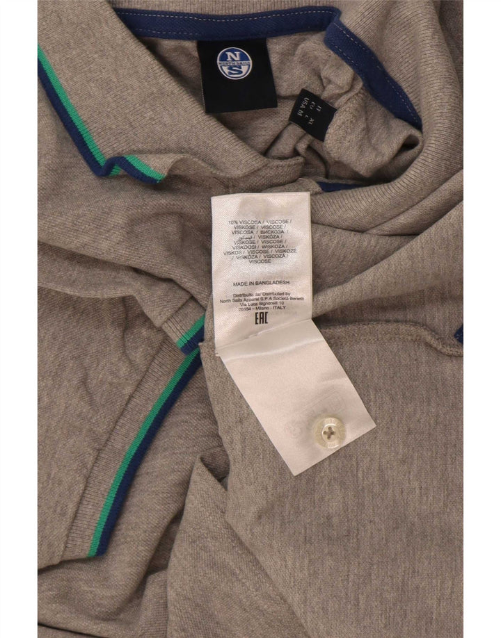 North Sails Herren-Poloshirt aus mittelgrau gestreifter Viskose