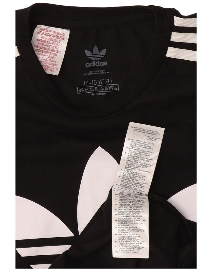 ADIDAS T-Shirt-Kleid mit Grafik für Mädchen, 14–15 Jahre, schwarze Baumwolle