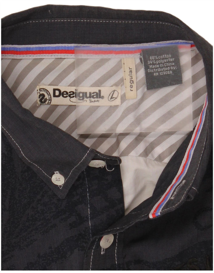 Desigual Herren-Grafikhemd, groß, mehrfarbig, Colourblock-Baumwolle