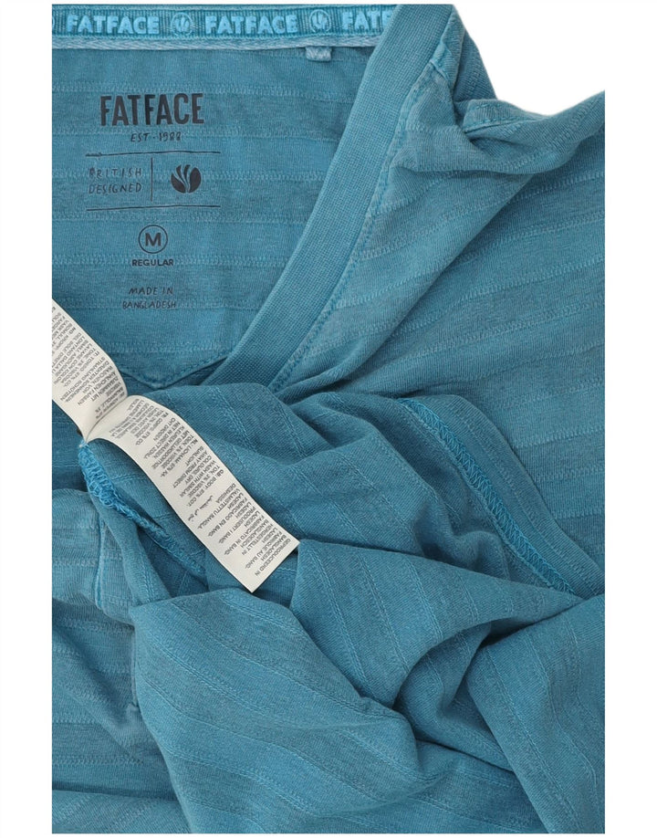 Fat Face Herren-T-Shirt-Oberteil aus mittelblauer, gestreifter Baumwolle