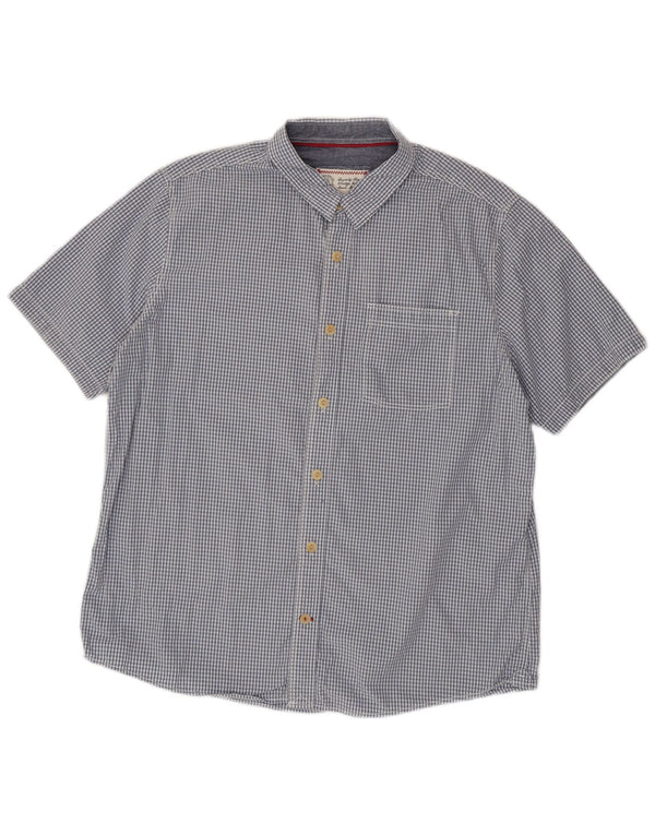 Fat Face Herren-Kurzarmhemd XL aus blauer Gingham-Baumwolle