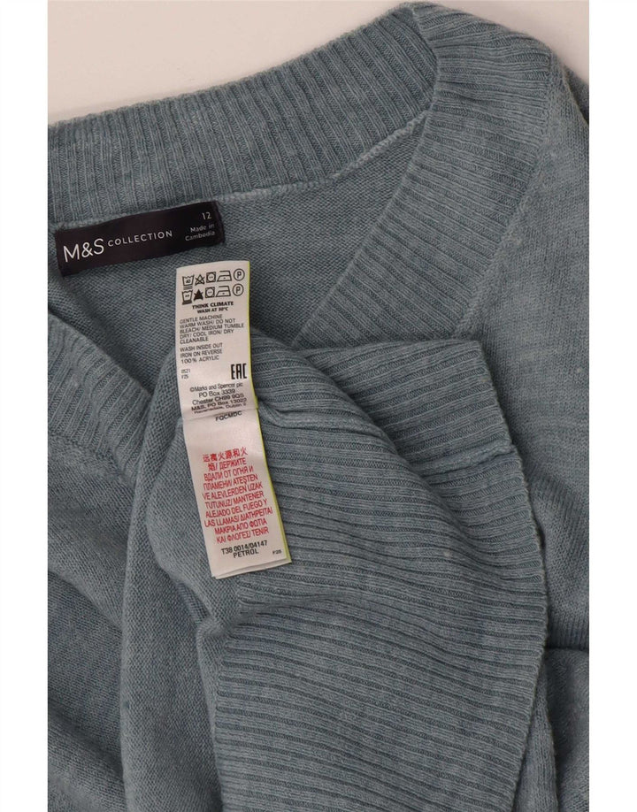 Marks & Spencer Damen-Pullover mit V-Ausschnitt, UK 12, Mittelblau, Acryl