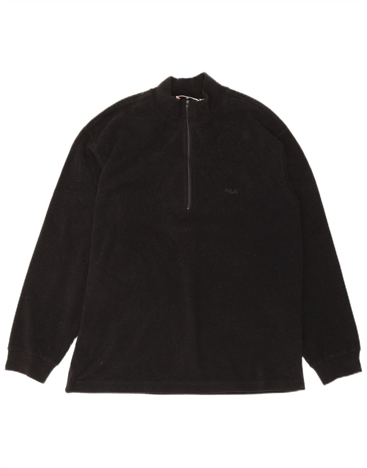 Fila Herren-Fleecepullover mit Reißverschluss am Hals, mittelschwarz