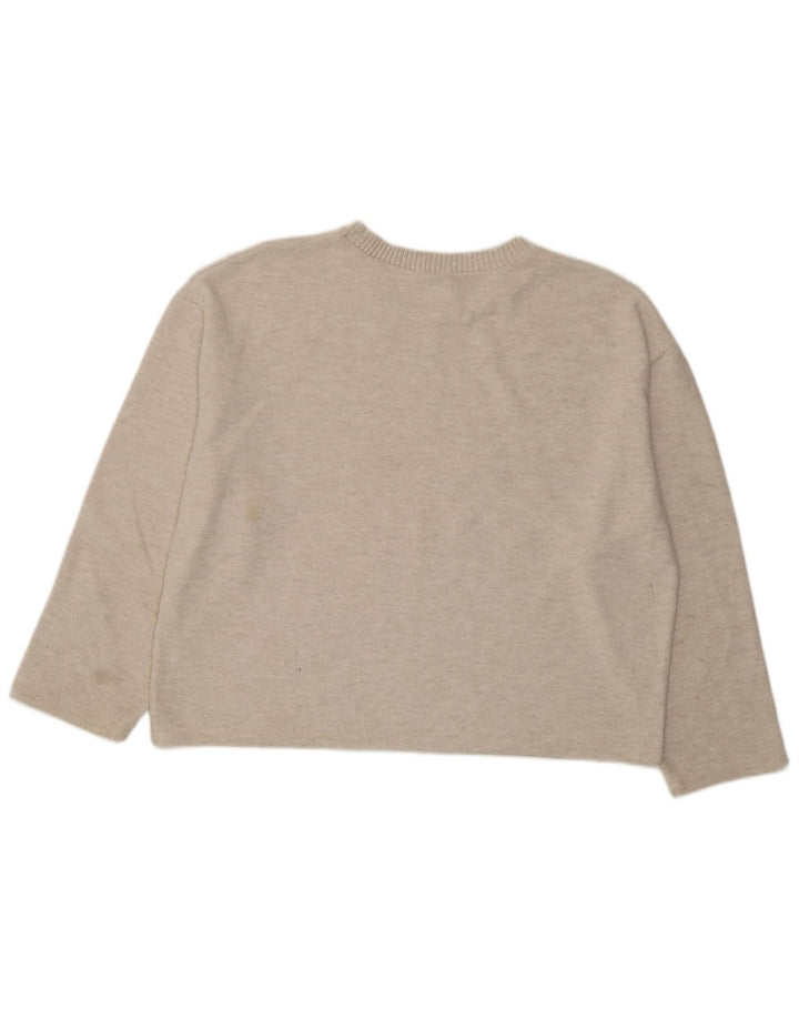 Zara Damen Übergroßes Top Langarm UK 16 Large Off White