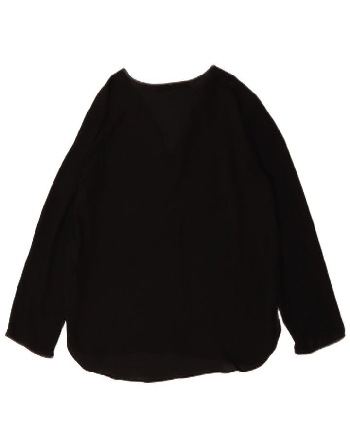 Zara Damen Top Langarm UK 10 Small Schwarz Polyester