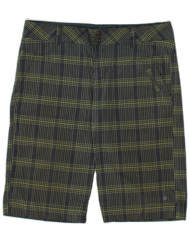 COLUMBIA Womens Chino Shorts US 10 Large W32  Green Check Polyester Vintage Columbia and Second-Hand Columbia from Messina Hembry 