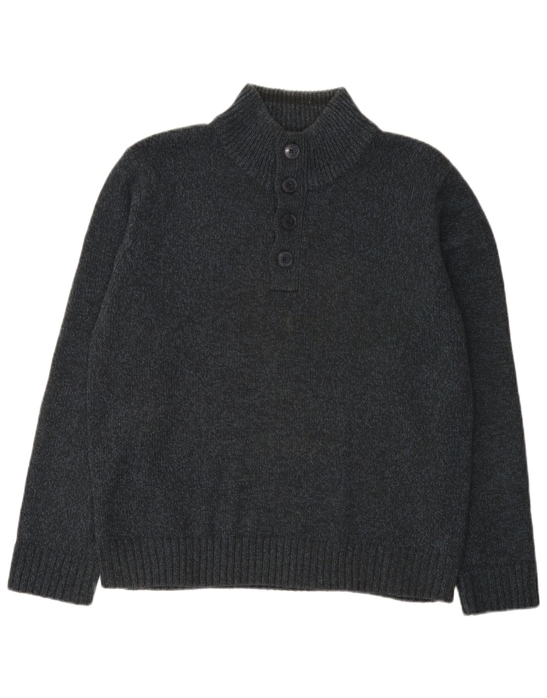 Marks & Spencer Herren-Pullover mit Knopfkragen, groß, Marineblau meliert