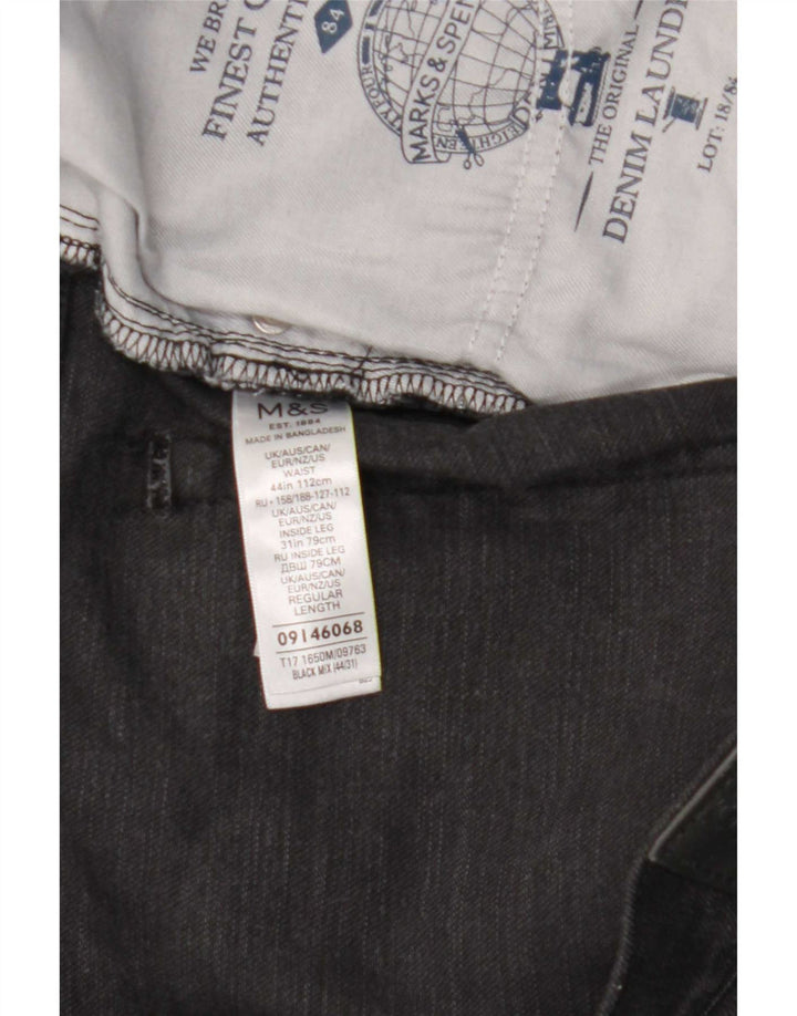 Marks & Spencer Herren Straight Jeans W44 L31 Schwarze Baumwolle