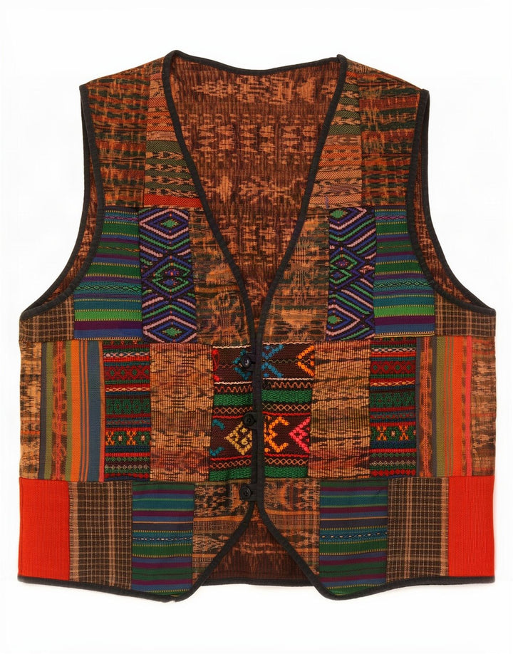 Vintage Herren Weste Medium Mehrfarbig Patchwork