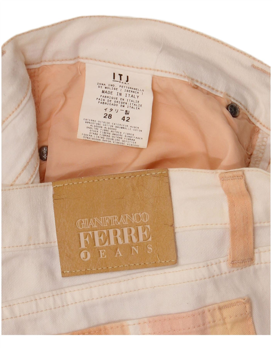 Gianfranco Ferre Damen Bermuda-Jeansshorts W28 Mittelweiß Farbblock